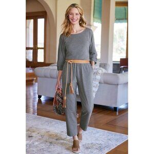 Soft Surroundings Audun Cotton Modal Heathered Grey One Piece Jumpsuit S Small